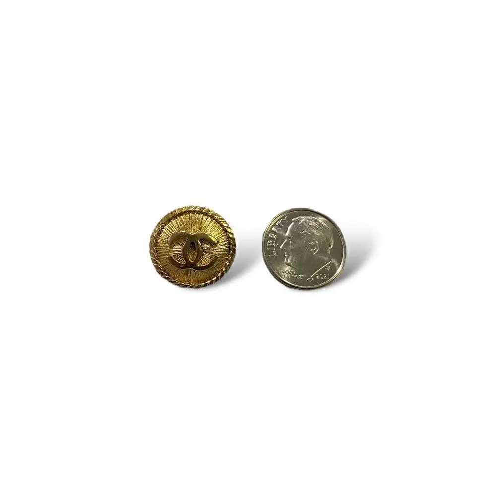 CHANEL Vintage Small Gold Metal CC Interlocking Logo Buttons (Two)